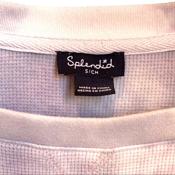 Splendid Lavender Tie Dye Waffle Knit Long Sleeve Thermal Tee Shirt Size Small - Picture 5 of 7